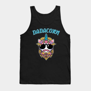 Dadacorn Dad Beard For Daddy Unicorn Fathers Day Humor Tank Top